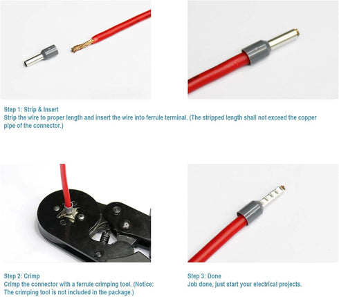 Fidioto 1200pcs Wire Ferrules Terminals Kit - AWG 22-8 Terminal Connector Wire Insulated Cord Pin Ends for Electric,