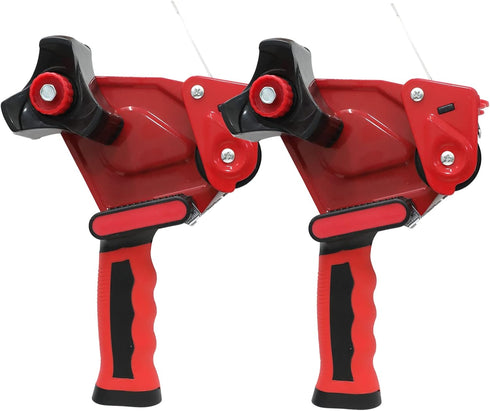 WELSTIK 2 Pack Red Non-Slip Silicone Handle Packing Tape Dispenser Gun - 2 Inch Heavy Duty Sealing Tape Cutter