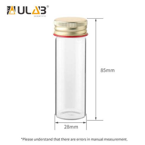 ULAB Scientific Sample Tubes, 25ml with Screw Caps, 12 Pack of 1oz Borosilicate Glass Tubes