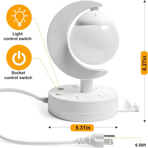 Lexvoltrix 3-Color Dimmable Table Lamp with USB Charging Port & AC Outlet, LED Desk Lamp, Eye-Caring Bedside Nightstand