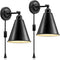 SLYYMY Plug in Wall Sconce, Metal Black Wall Sconce, Swing Arm Industrial Vintage