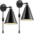 SLYYMY Plug in Wall Sconce, Metal Black Wall Sconce, Swing Arm Industrial Vintage