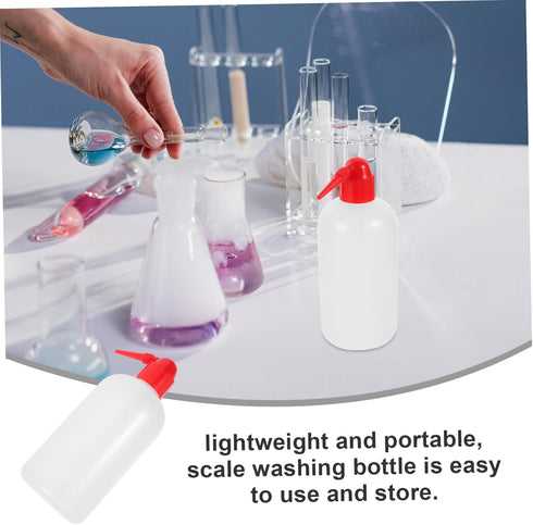 2 SOLUSTRE pcs Narrow Mouth Wash Bottles with Graduated Scale Plastic Laboratory Washing Bottles with Angled Head