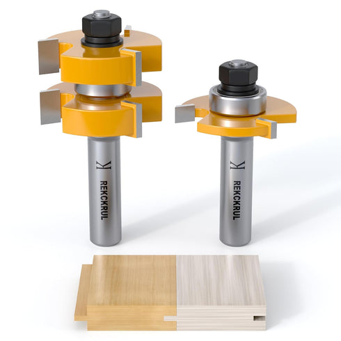 2 PCS Professional Tongue and Groove Router Bit Set, 1/2 Inch Shank