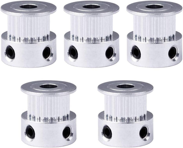 GT2 20 Teeth 5mm Bore Timing Pulley Aluminum Synchronous Wheel, Compatible with RepRap 3D Printer Prusa i3, 5pcs