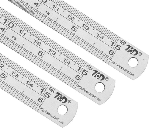 ZZTX Ruler Metal Straight Edge - Stainless Steel Ruler Set, 6 Inch, 12 Pack