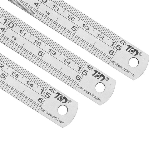 ZZTX Ruler Metal Straight Edge Ruler, Stainless Steel 6 Inch Ruler Set, 2 Pack