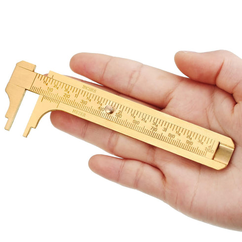 2 Pcs Brass Vernier Caliper, Pocket Caliper Handy Tool with Double Scale Sliding Gauge for Measurement