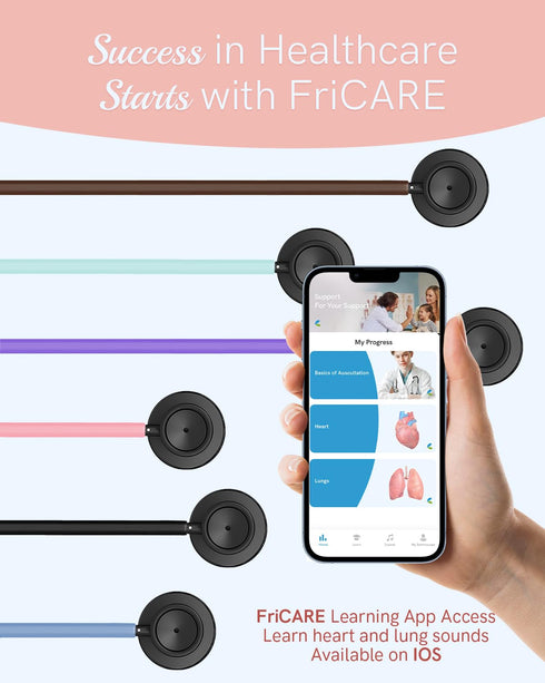 FriCARE Lightweight Stethoscope for Nurse Medical Students, Classic Home Health Diagnostic Kit, Lifetime Warranty