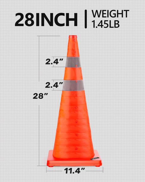 BATTIFE 28'' Collapsible Traffic Safety Cone, Multi-Purpose Pop-up Cone for Road Parking Practice