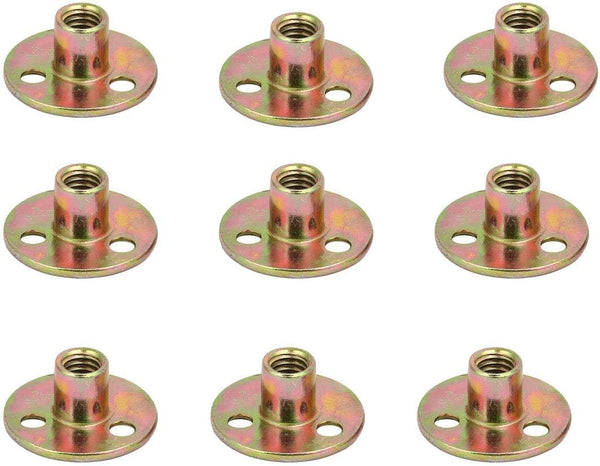 Socell 3/8"-16 Brad Hole Tee Nut - Carbon Steel Round Base Screw-in T-Nuts (12pcs)