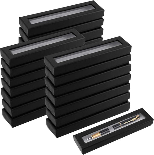 SEUNMUK 42 Pcs Black Empty Pen Gift Box, Cardboard Display Cases with Clear Window for Jewelry Gift Business