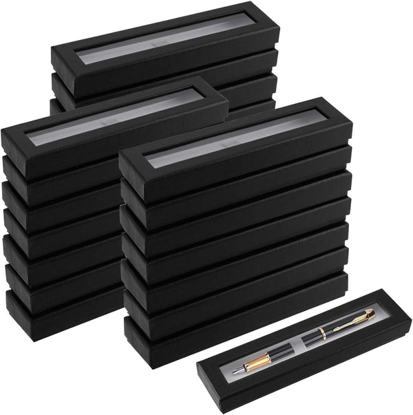 SEUNMUK 42 Pcs Black Empty Pen Gift Box, Cardboard Display Cases with Clear Window for Jewelry Gift Business