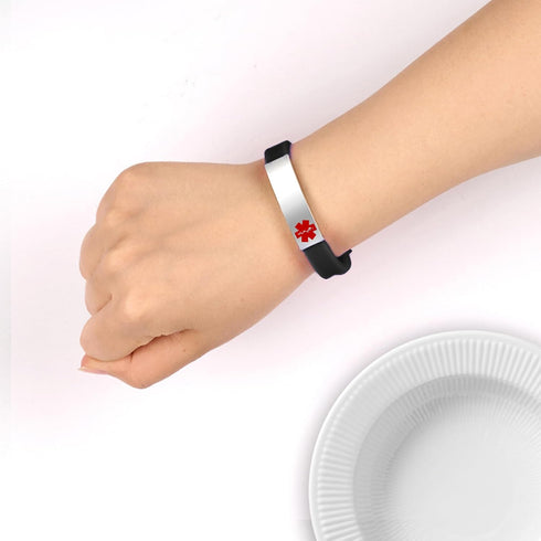 HEABY Medical Alert Customized ID Bracelet Free Custom Engraving Personalized Gift Adjustable Wristband for Men Women