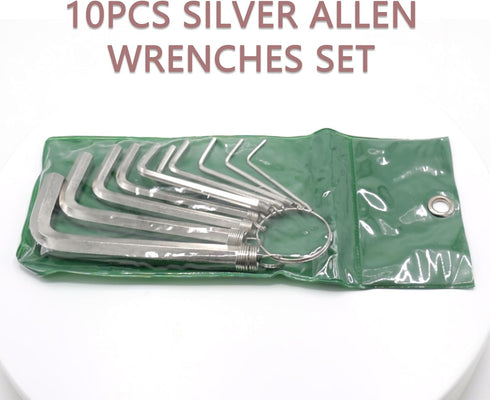 10 Pcs Silver Allen Wrenches Set, 1.5-10 mm Hex Key Key Chain Set, Portable Bike Repair Tool