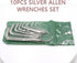 10 Pcs Silver Allen Wrenches Set, 1.5-10 mm Hex Key Key Chain Set, Portable Bike Repair Tool