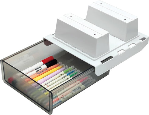 Upgrade Under Desk Drawer for Table with Lip, Hidden Under Table Desk Storage Organizer, Office Attachable Plastic Desk