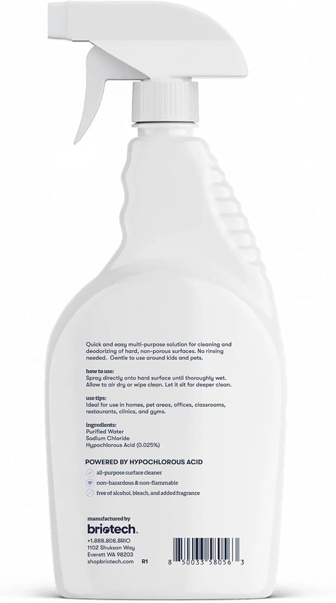 500 32 oz BRIOTECH Extra Strength HOCl Cleaner, PPM Hypochlorous Acid Concentrate, ULV Foggers & Humidifiers
