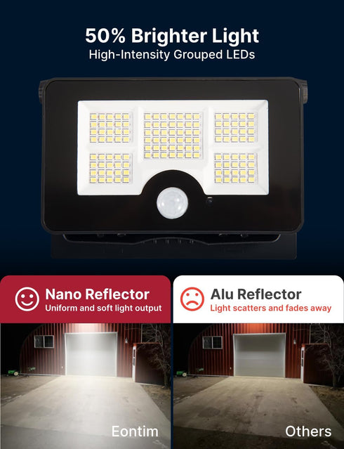 122 2 Pack Solar Flood Light, LEDs Bright Motion Sensor Outdoor Lights, Dusk-to-Dawn Solar Powered Security Light