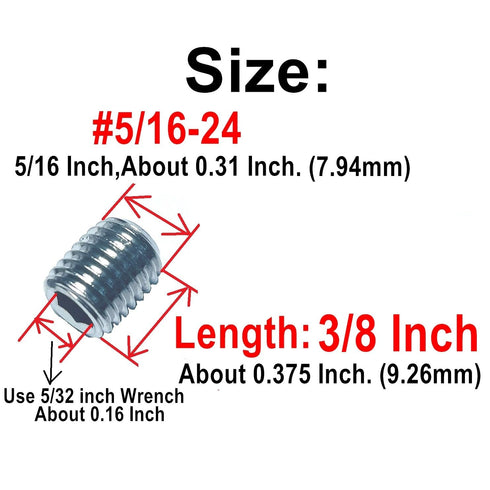 ZDingTech 50pcs Set 5/16-24 3/8" inch 304 Set 5/32 Wrench.(3/8" Screws x Stainless Steel Allen Head Hex Socket Screws