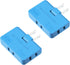 Flat Wall Plug Adapter AC Outlet Extender, 2-Prong Swivel Mini Indoor Wall Tap Plug, Type A, Blue (2 Pack)