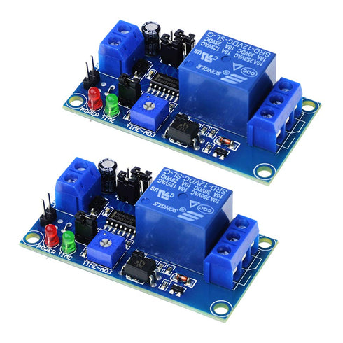 2PCS DC 12V Delay Relay Switch, Adjustable Timing Module with LED Indicator Display