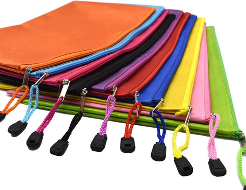 Renashed 10Pcs A4 Waterproof Zipper File Bags - Football Pattern Office Document Bags for Students, 10 Color