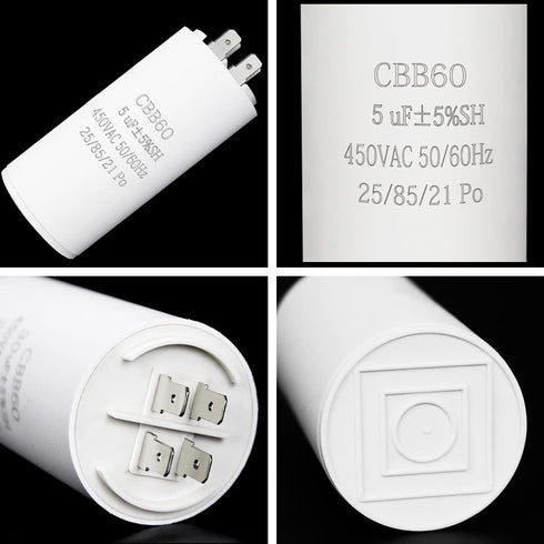 100UF CBB60 Motor Run Capacitor: 450VAC 50/60HZ for Washing Machines, Air Conditioners, and Water Pumps
