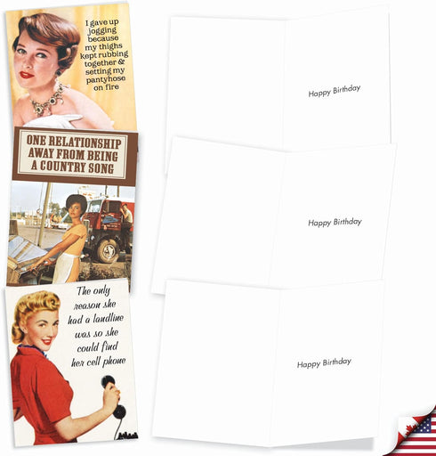 The Best Card Company - 10 Funny Birthday Cards Assorted, 4 x 5.12 Inch, Boxed with Envelopes
