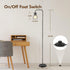 6W Bulb, Industrial Floor Lamp, Antique Silver Standing Lamp Modern with LED Foot Switch, Metal Tall Lamps for Living