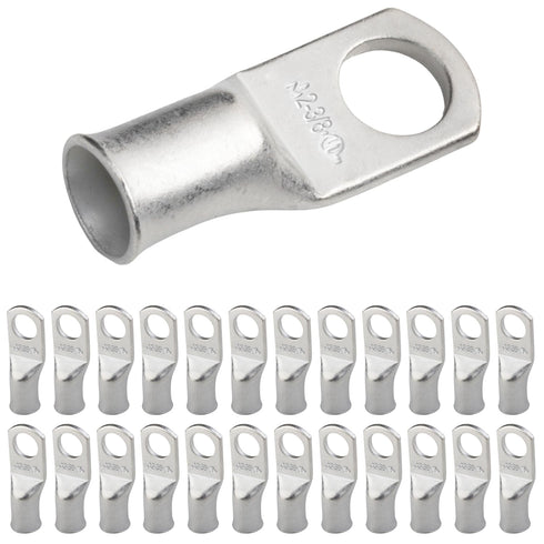 SELTERM 25pcs 2 AWG 3/8" Stud Marine Grade Tinned Copper Battery Cable Lugs, UL Wire Lugs