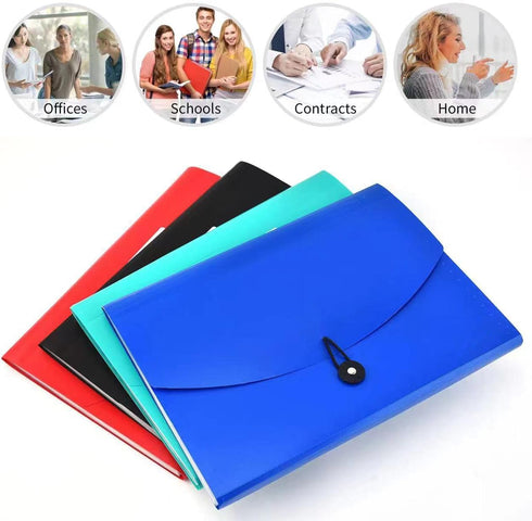 Expanding File Folder with Labels, 7 Pocket Accordion Document Organizer, Expanding Zip File Folder, Letter A4 Paper, 4