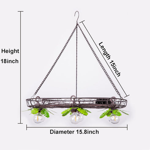 TWINKVILLA 6pcs G40 Bulbs, Battery Operated Outdoor Chandelier, Decorative Hanging Pendant Lights with Rust Finish