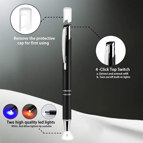 Penyeah Pen with Light, LED Lighted Tip Pen for Writing in the Dark, 2 Pack with Refills - Blue