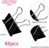 Medium Paper Clips and Binder Clips, 48 Pcs 1.25 Inch Black Metal Clamps for Office Home School