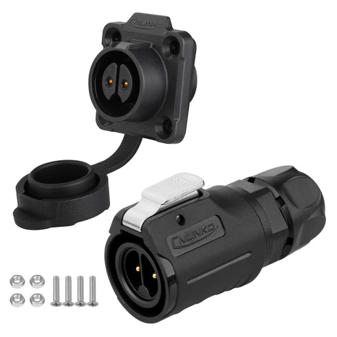 CNLINKO LP-16 IP68 Industrial Waterproof Connector, Quick Plug Circular Connector M16 2-9 Pin Flange Socket