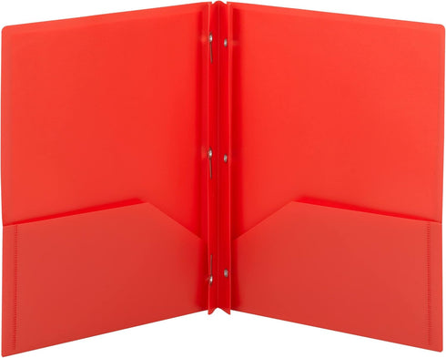 Smead Poly Two Pocket Folder with Fasteners, 11"x 8 1/2", Pack of 25, Red (87727)