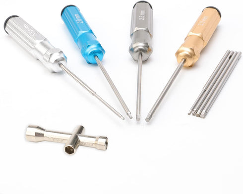 4Pcs RC Hex Screw Driver Kit, Hex Screw Nut Screwdrivers with Small Cross Wrenches Sleeve for RC Car Helicopter Models