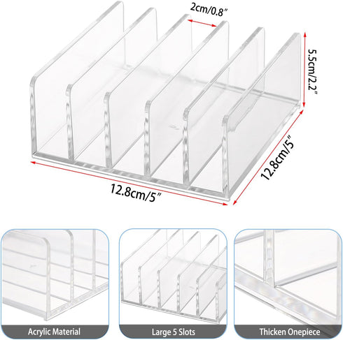 Hipiwe 2-Pack Acrylic File Organizer, 5 Slots Letter Sorter for Sorting Mail & Documents on Desktop