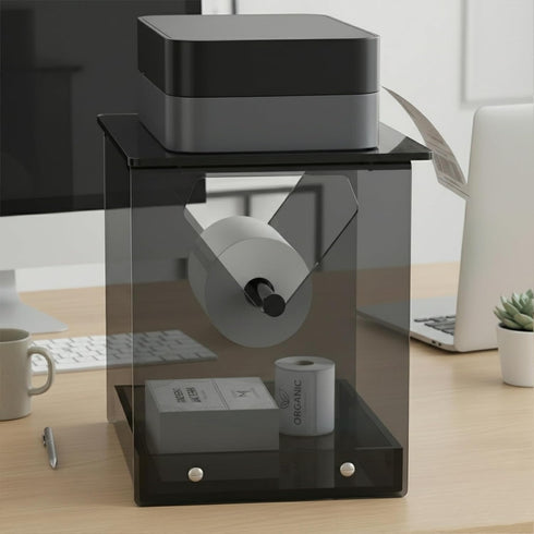 FVUILH 2-in-1 Acrylic Label Holder for Thermal Printer, Desktop Stand for Fan-Fold & Roll Shipping Labels. Stable