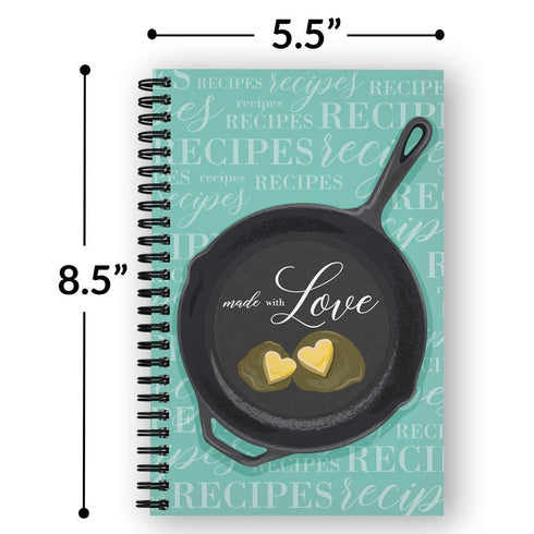 Gotcha Covered Notebooks Softcover Recipes With Love 5.5" x 8.5" Spiral Notebook, 120 Pages