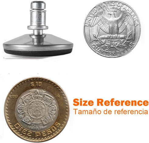 Office Chair Replacement Bell Glides, Set of 5 Low Profile Feet, Dia 7/16"(11mm) Stem for Most Chairs (Silver)