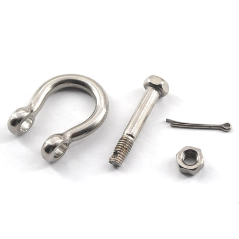 M8 Bow Shackle Anchor Shackle - Stainless Steel 304 D Ring Shackle with Cotter Pin for Material Handling (Pack of 4)