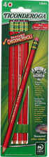 Ticonderoga Erasable Checking Pencils, Eraser Tipped, Pre-Sharpened, Red, 4 Pack (2 pencils per Pack) (13901) by Ticonderoga