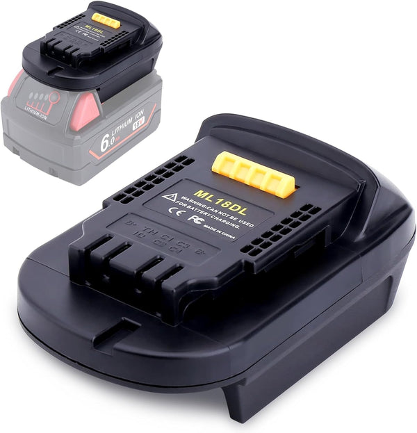 Biswaye Adapter for DeWalt 20V Max Tools, Compatible with Milwaukee M18 18V Battery, 20V to 18V Battery Converter