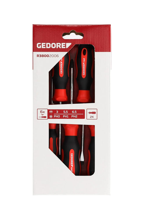 GEDORE R38002006 RED 2C Screwdriver Set, PH+SL, 6pcs