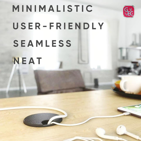 Black 1-3/8 Inch Desk Grommet Set, Cable Hole Cover & Wire Organizer for Desk Cord Management, 3Pcs