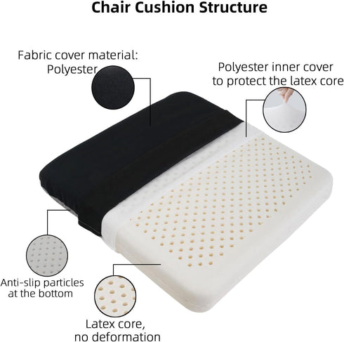 TIERSINI Tailbone Latex Seat Cushion for Long Hours of Sitting - Office Chair, Car & WheelchairPressure Relief Seat