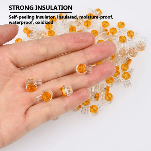 200PCS Waterproof Gel-Filled Orange Clear Button Telephone Wire Connectors, UY Butt Splice Connector K1