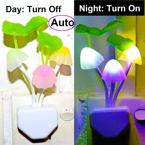 7 Pack 4 AUSAYE Sensor Night Light Plug Into Wall,Auto Night Lights Led Colors Cute LED Lamp Mushroom Light